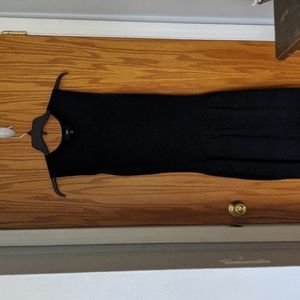 Black drop waist sleeveless sweater dress